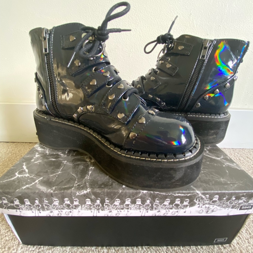Demonia iridescent platform boots!
